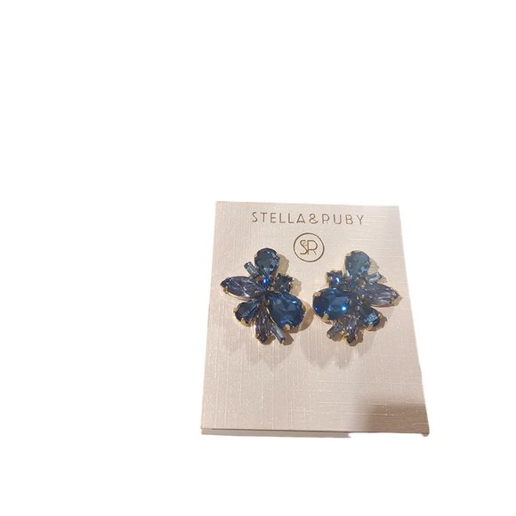 Stella and Ruby Blue Jeweled Earings - Picture 3 of 4